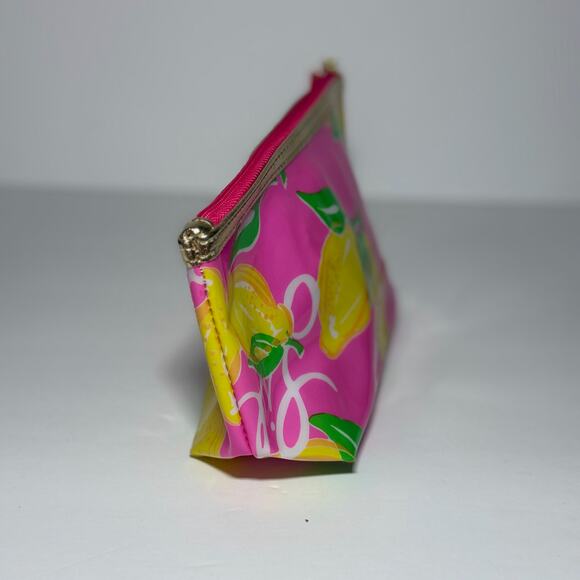 🍋 NWOT Lilly Pulitzer Estée Lauder Lemon Cosmetic Makeup Bag Pink Yellow Lemon - Picture 5 of 6